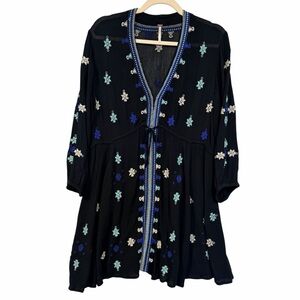 Free People Stargazer Embroidered Mini Dress Medium – Boho Peasant Festival M